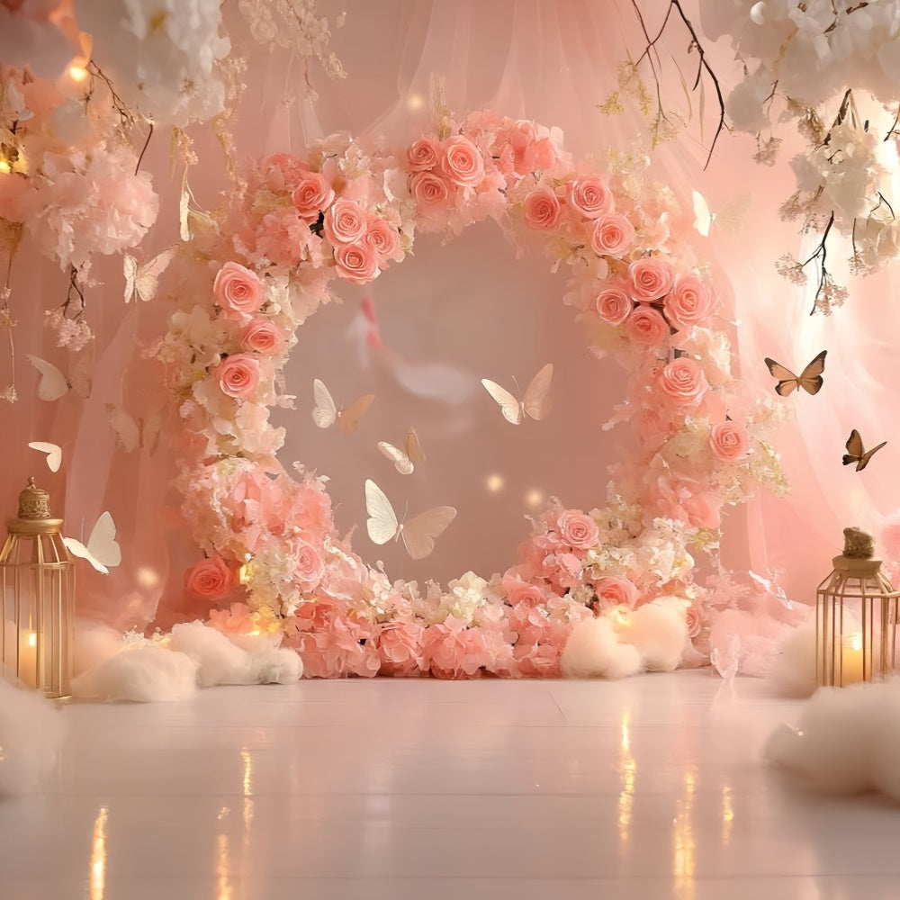 Butterfly Photo Backdrop Rose Ring Fairy Tale Newborn Backdrop GQ5-188