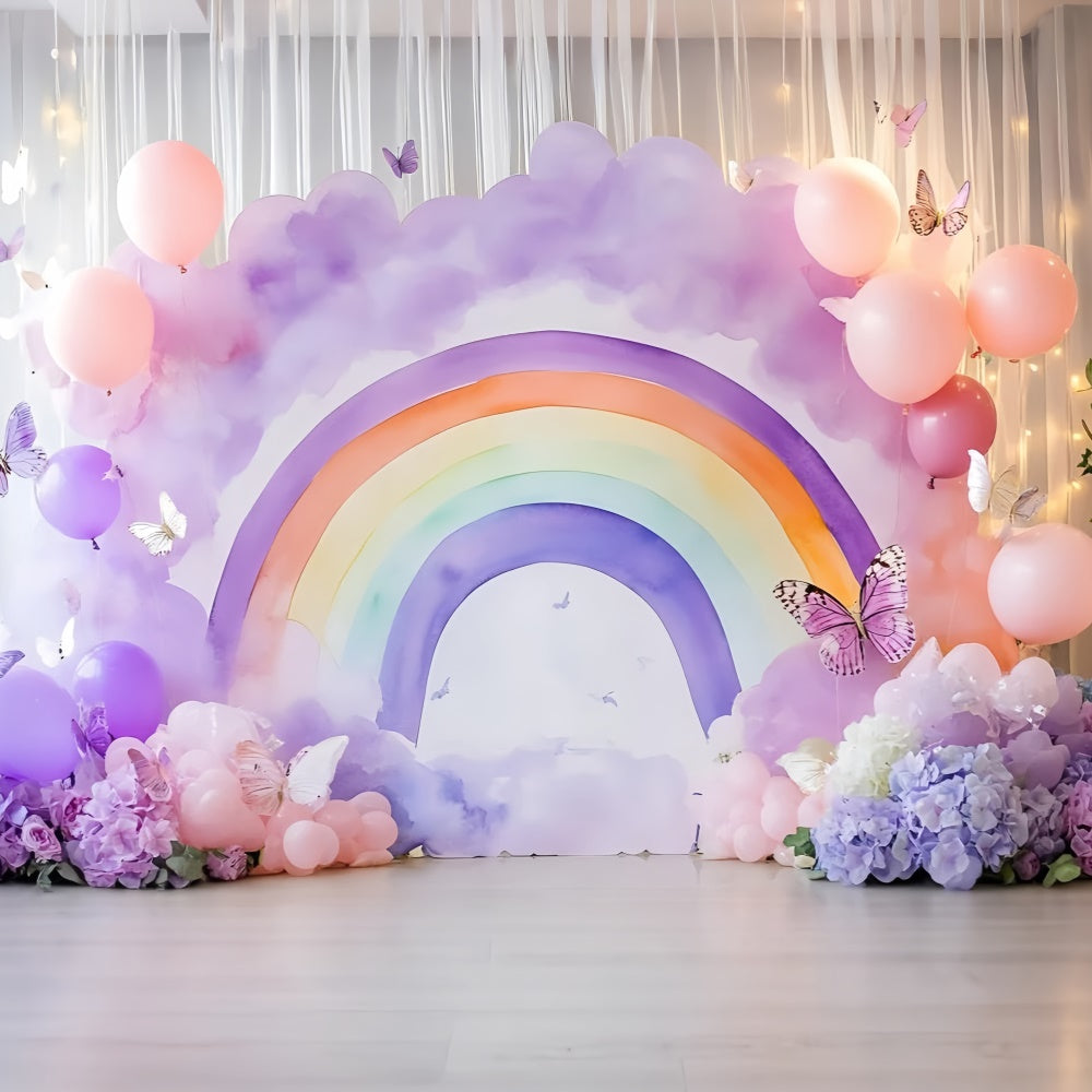 Rainbow Backdrops Watercolor Rainbow Butterfly Kids Backdrops GQ5-191