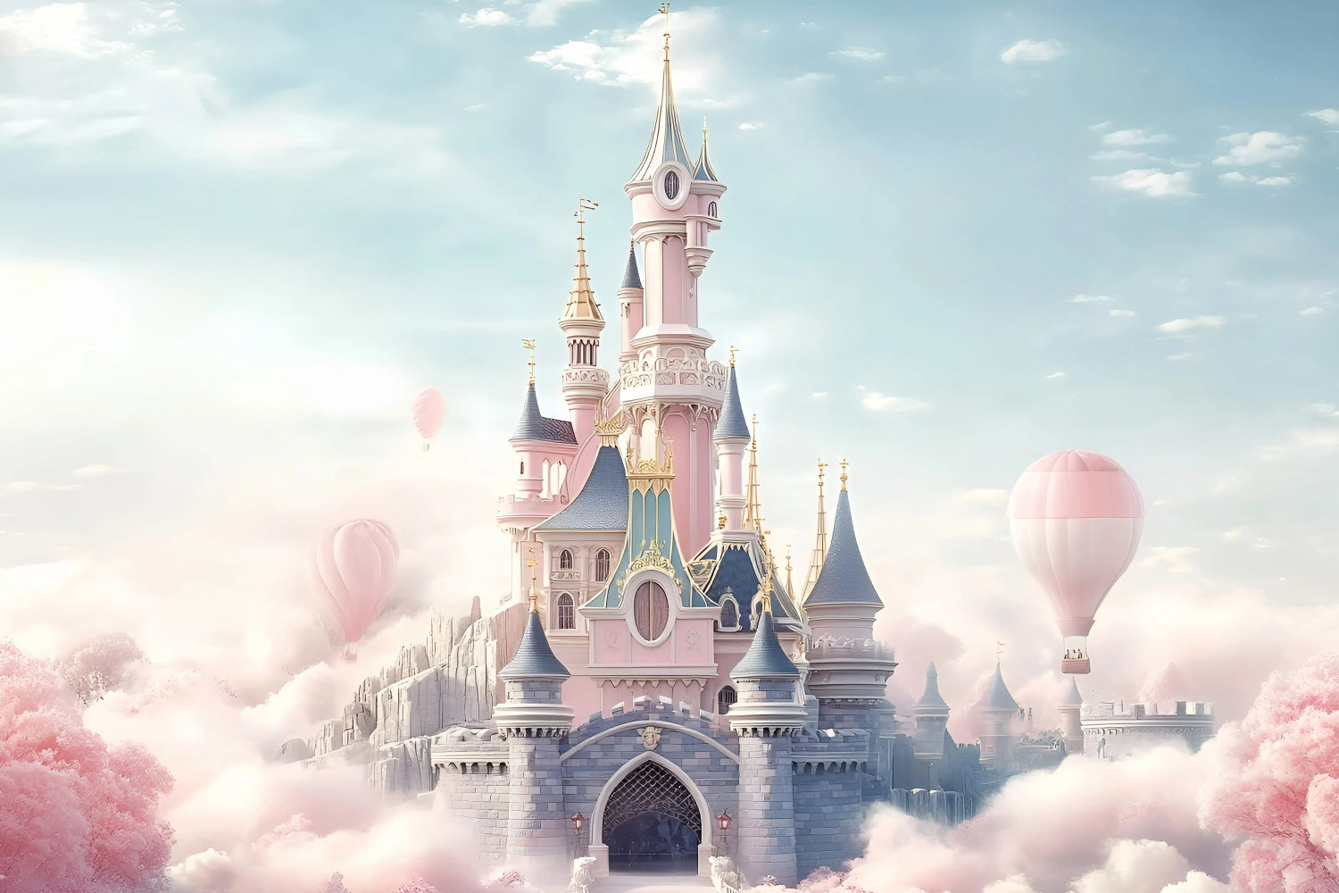 Castle Photo Backdrop Pink Palace Fantasy Kids Backdrop GQ5-199