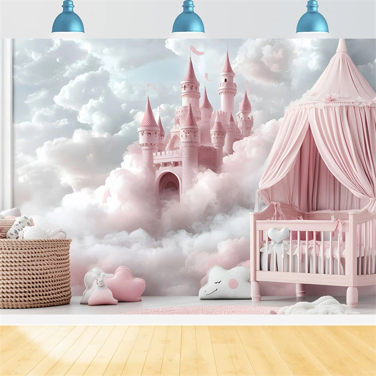 Princess Castle Backdrop Floating Cloud Castle Newborn Backdrop GQ5-202