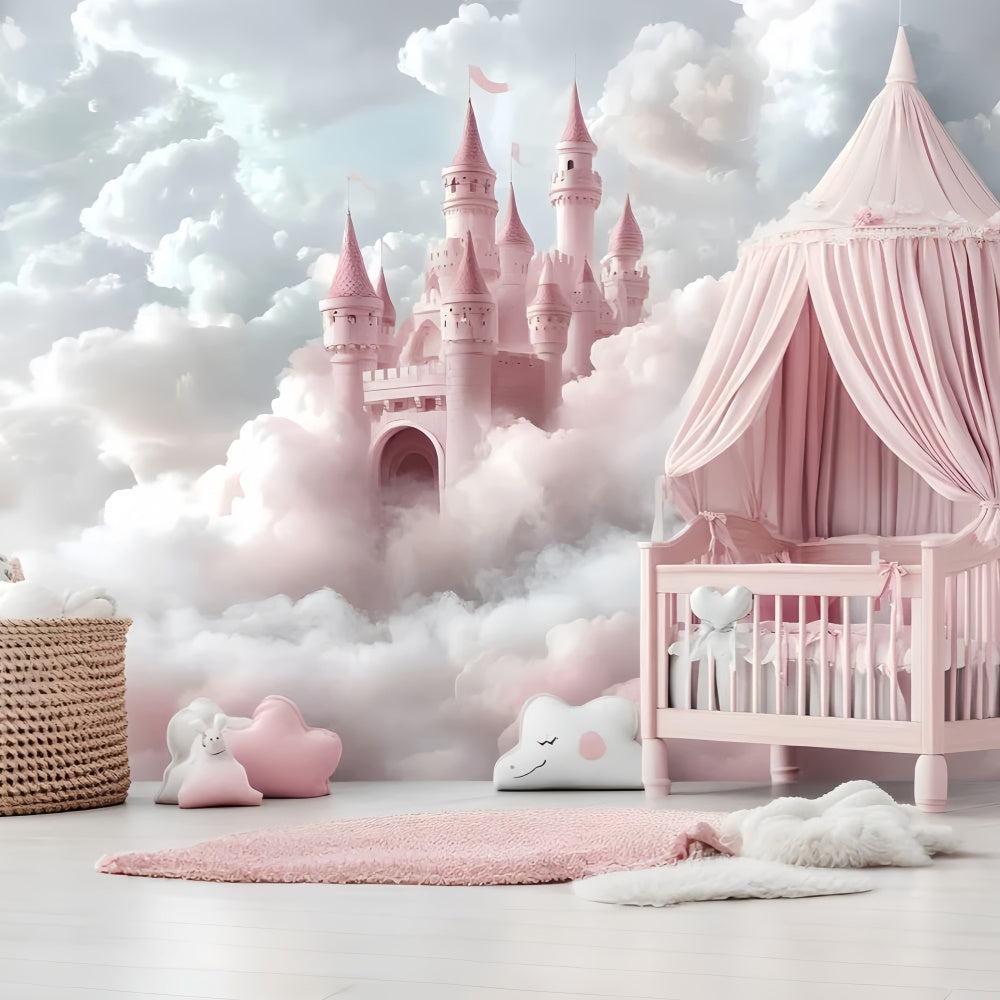 Princess Castle Backdrop Floating Cloud Castle Newborn Backdrop GQ5-202
