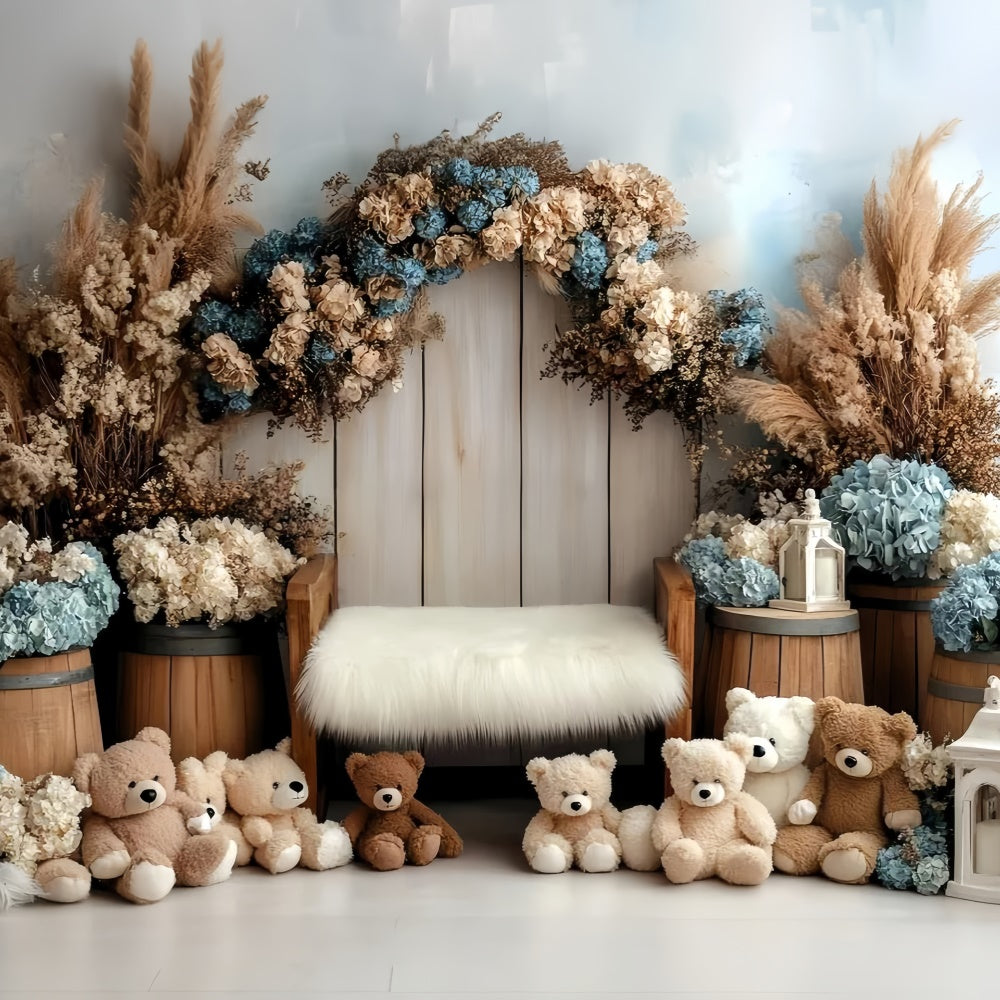 Newborn Photography Backdrops Teddy Bear Garden Backdrop GQ5-209
