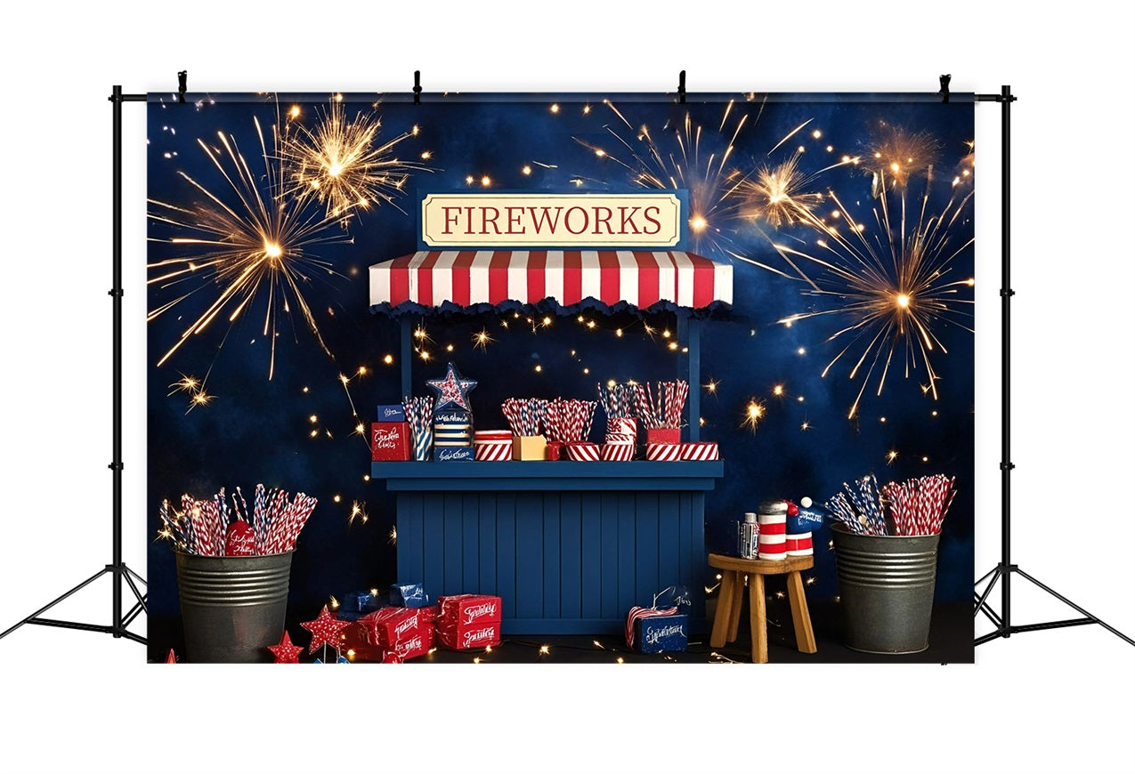 4th of July Fireworks Photo Backdrop Festive Market Backdrop GQ5-27