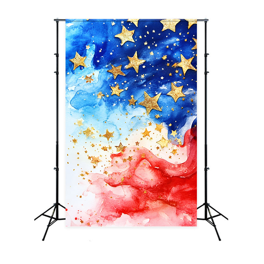 Independence Day Backdrop Watercolor Stars Burst Backdrop GQ5-30