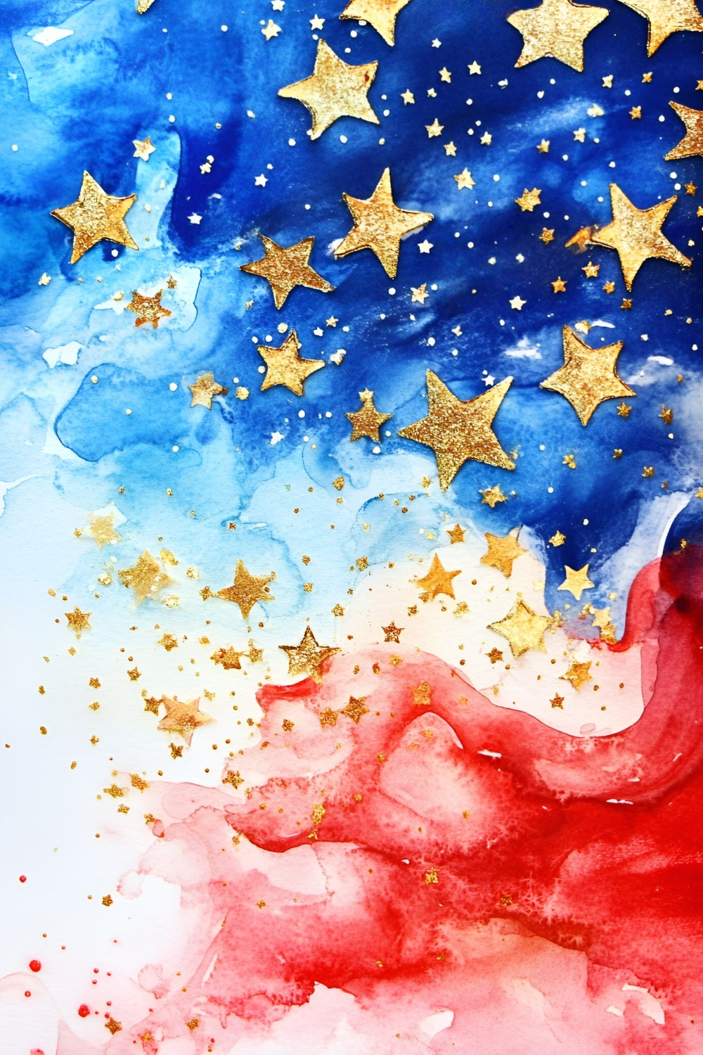 Independence Day Backdrop Watercolor Stars Burst Backdrop GQ5-30