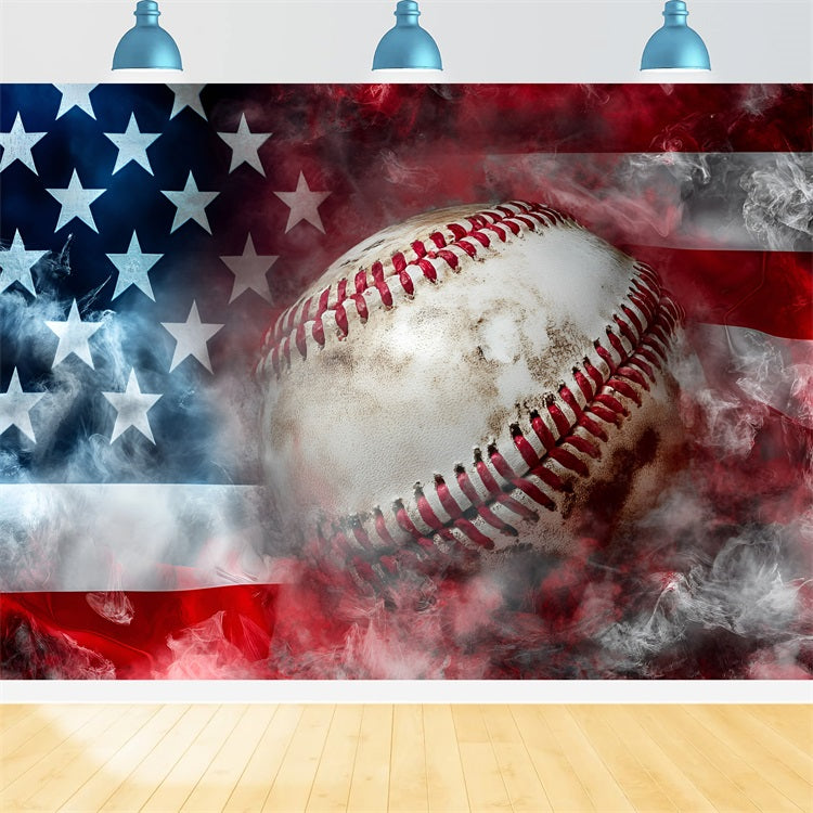 4th of July Photography Backdrops Baseball American Flag Backdrop GQ5-31