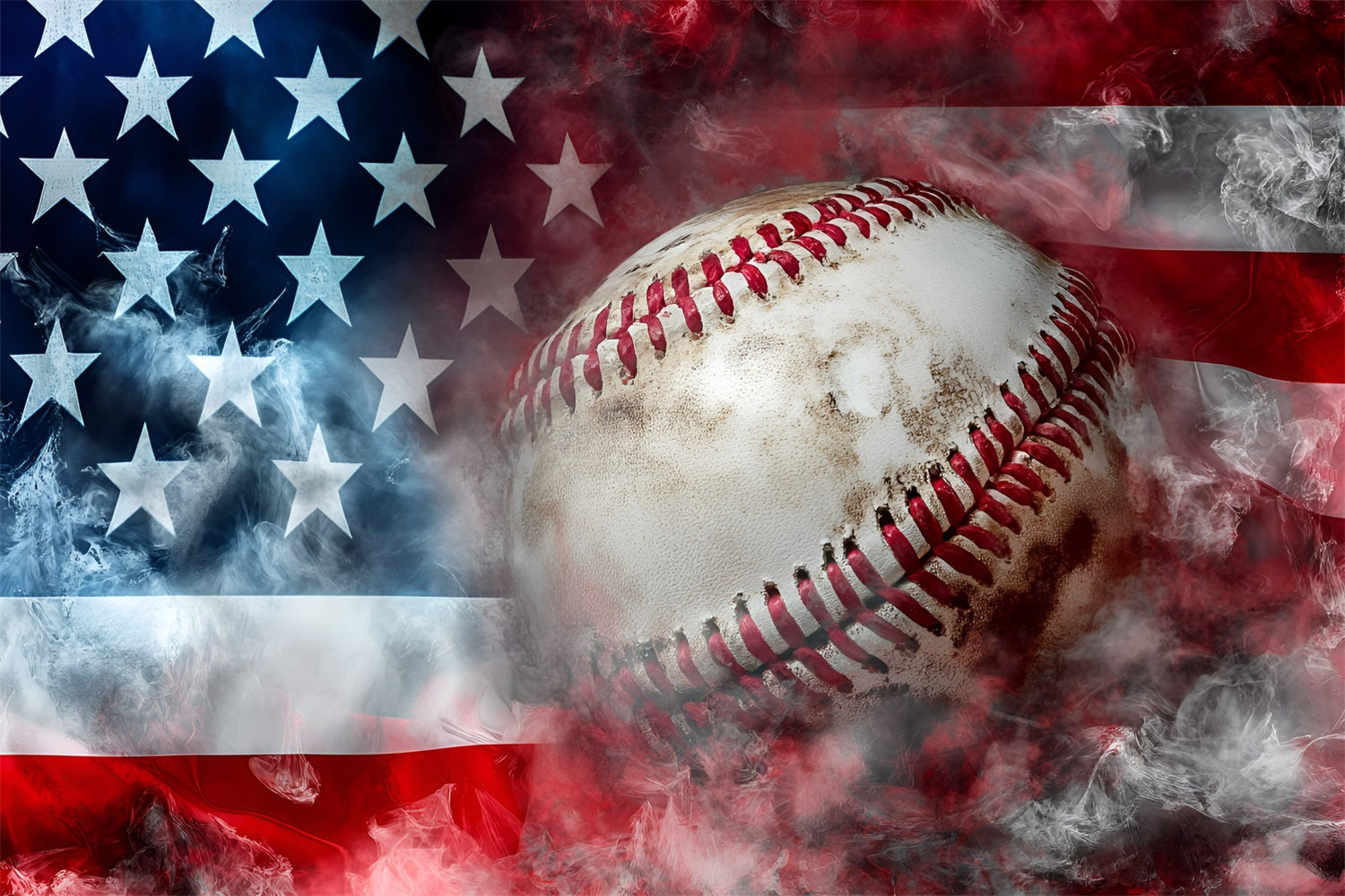 4th of July Photography Backdrops Baseball American Flag Backdrop GQ5-31