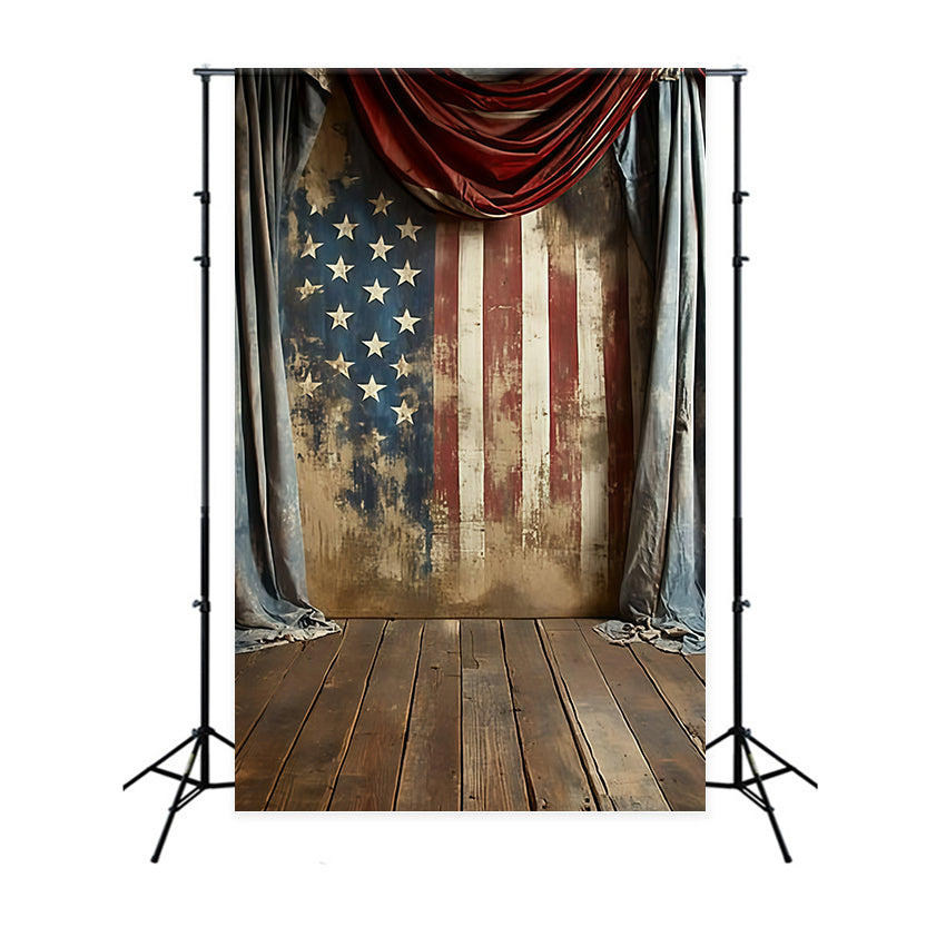 Independence Day Backdrops Vintage Stars Stripes Curtain Backdrop GQ5-44