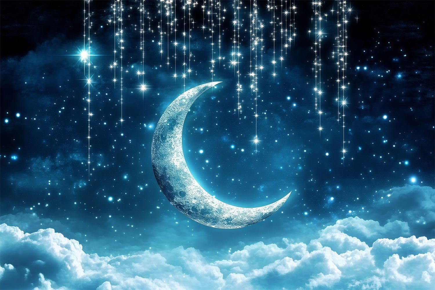 Moon And Stars Backdrop Midnight Blue Moon Backdrop GQ5-68