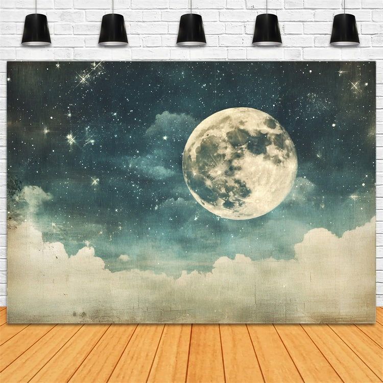 Starry Night Backdrop Vintage Moon Cloud Sky Backdrop GQ5-72