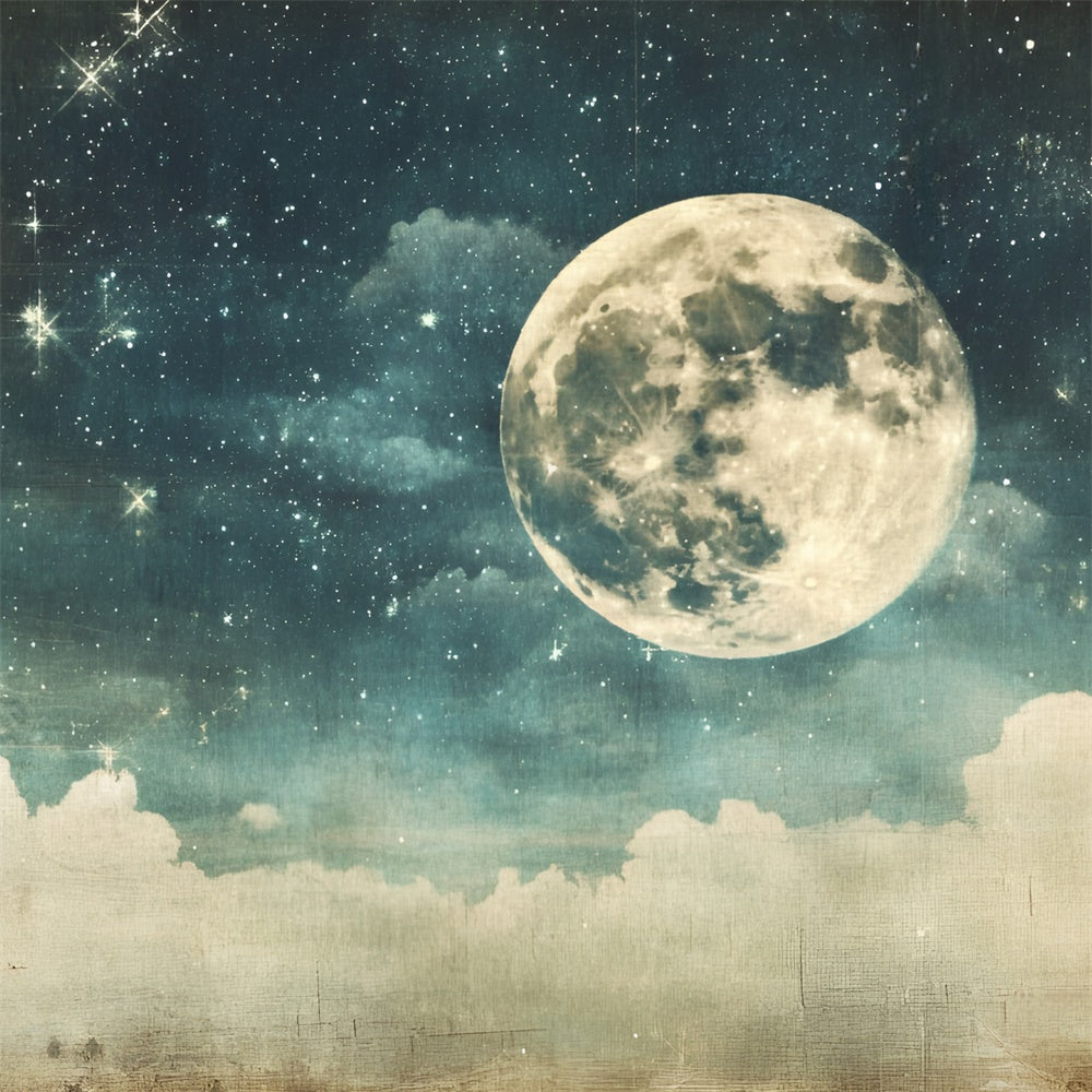 Starry Night Backdrop Vintage Moon Cloud Sky Backdrop GQ5-72
