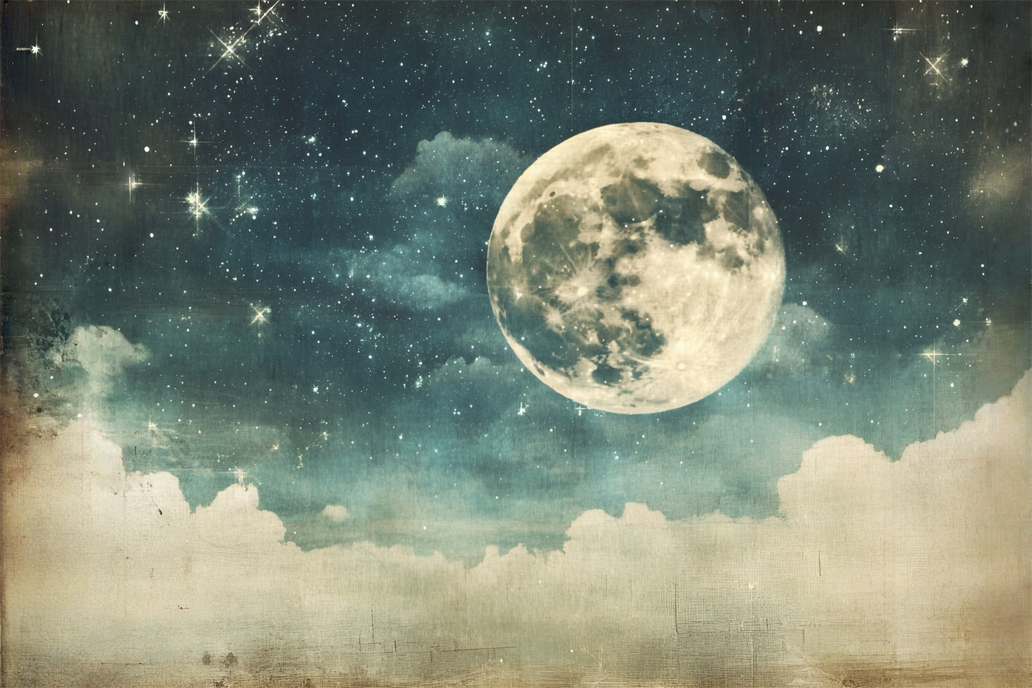 Starry Night Backdrop Vintage Moon Cloud Sky Backdrop GQ5-72