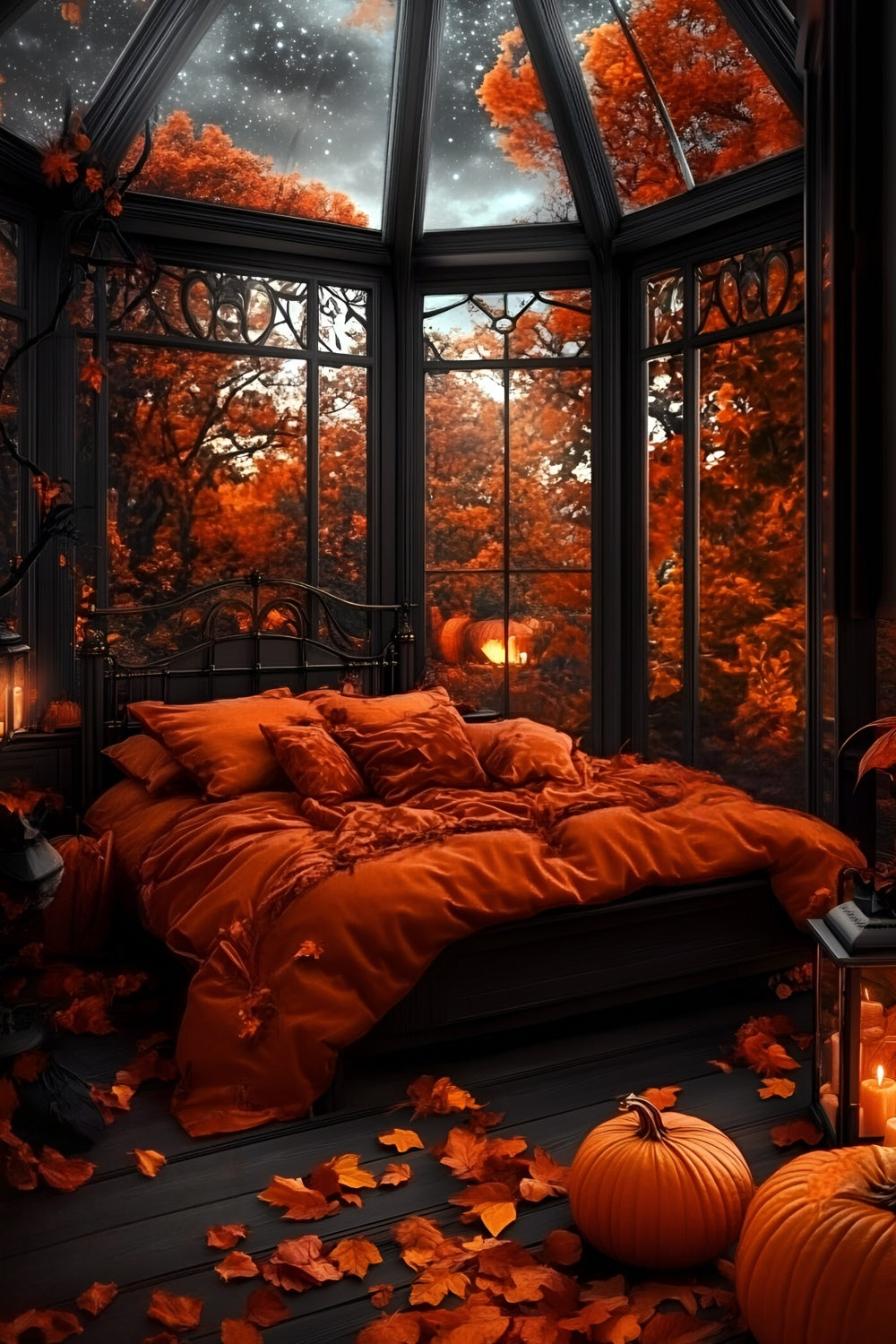 Autumn Backdrop Bedroom Glass Ceiling Stars Backdrop GQ5-88