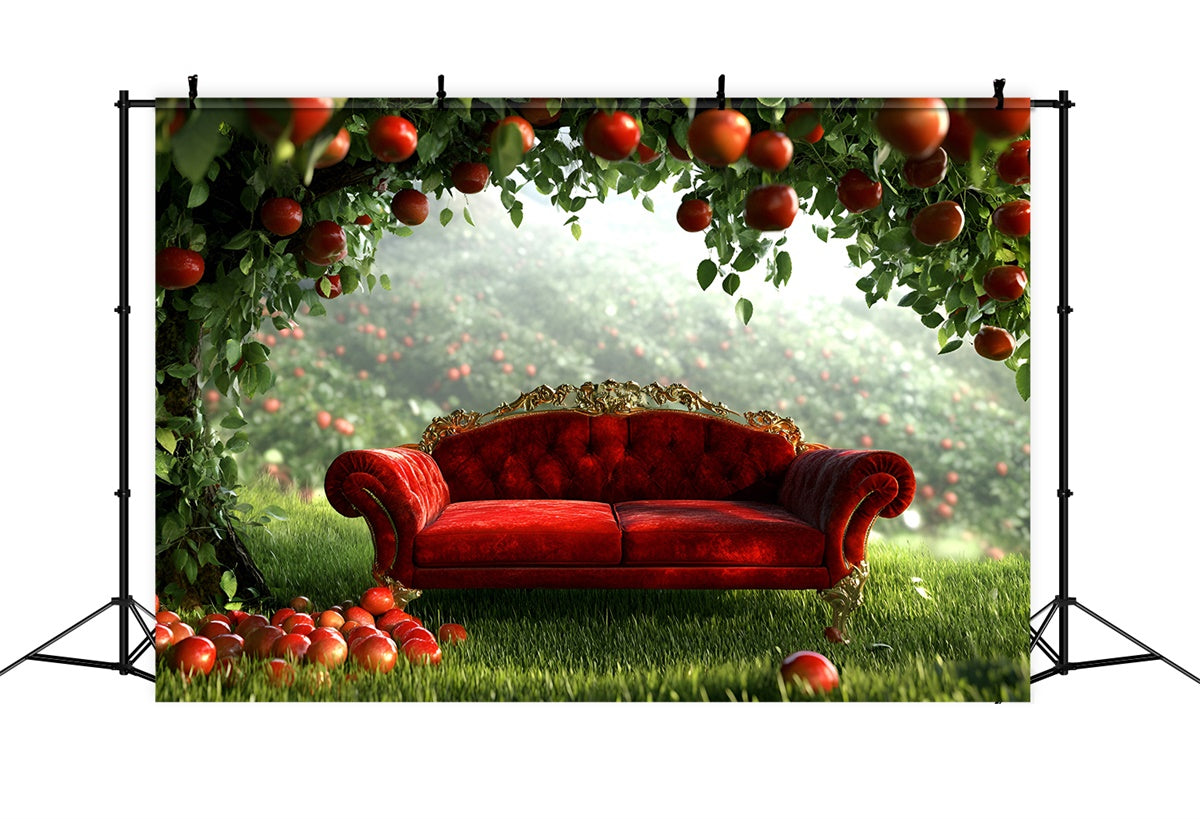 Fall Photo Backdrop Apple Orchard Red Sofa Backdrop GQ5-99