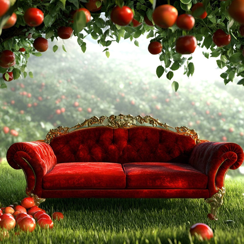 Fall Photo Backdrop Apple Orchard Red Sofa Backdrop GQ5-99