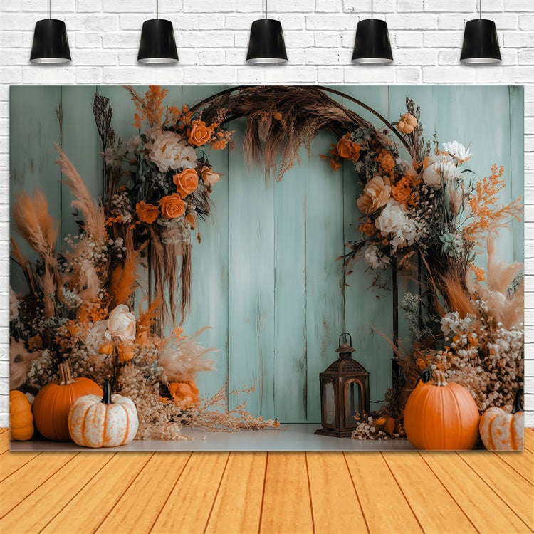 Bohemian Backdrop Pumpkin Floral Arch Fall Backdrops GQ57-100