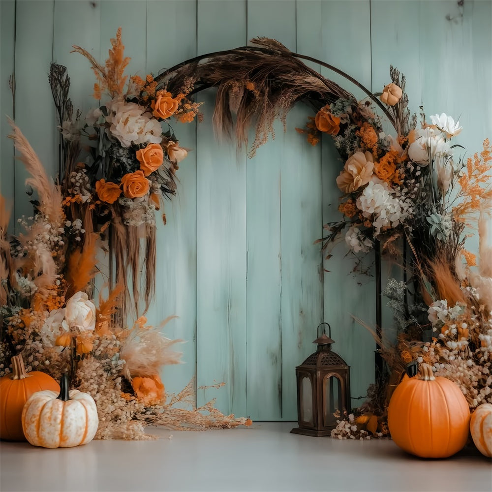 Bohemian Backdrop Pumpkin Floral Arch Fall Backdrops GQ57-100