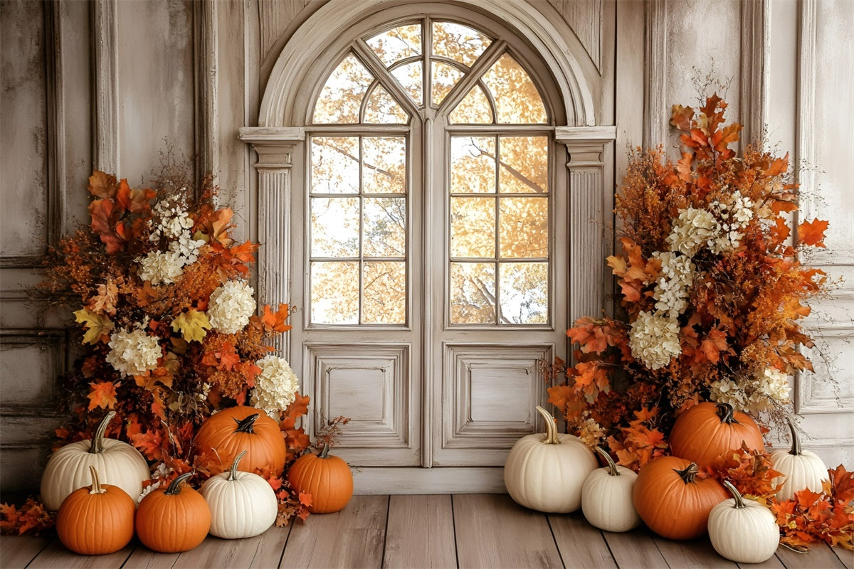 Autumn Photo Backdrop French Cottage Window Backdrop GQ57-101