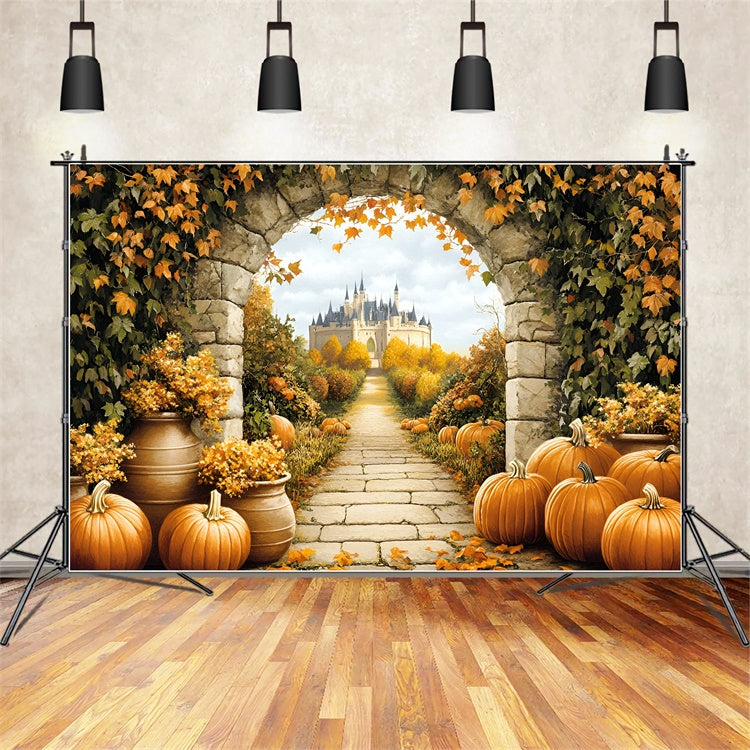 Castle Backdrop Royal Pumpkin Grove Fall Photo Backdrop GQ57-102