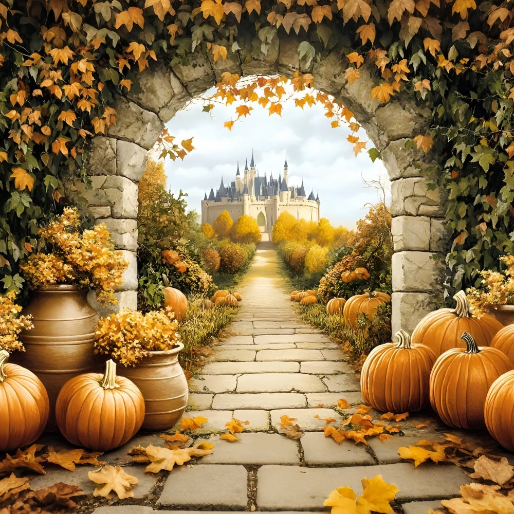 Castle Backdrop Royal Pumpkin Grove Fall Photo Backdrop GQ57-102