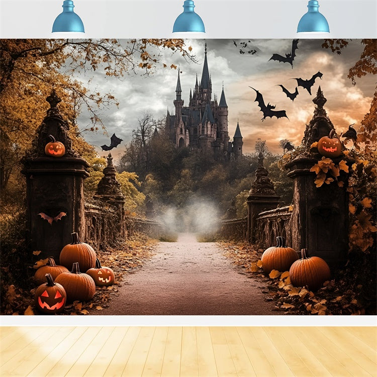 Autumn Backdrops Haunted Castle Halloween Backdrop GQ57-103