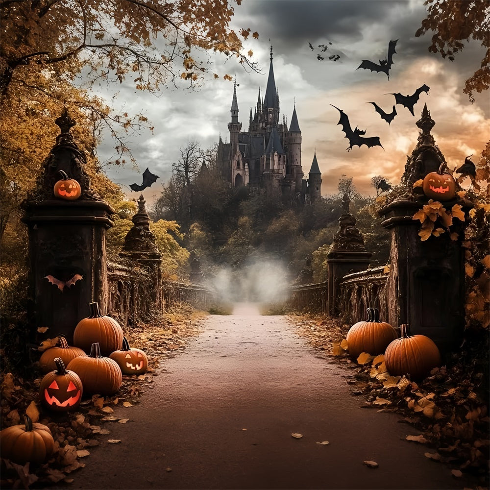 Autumn Backdrops Haunted Castle Halloween Backdrop GQ57-103