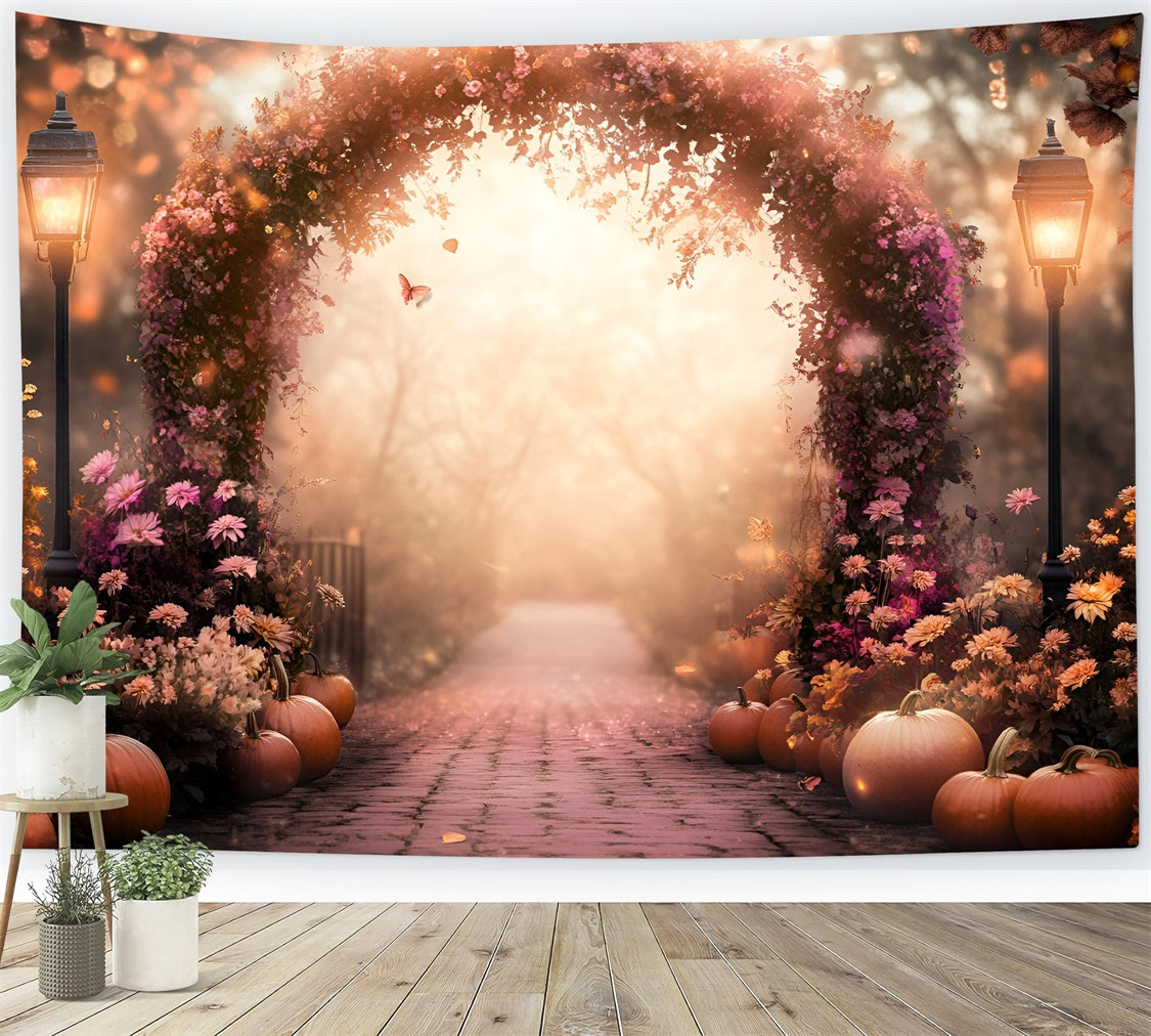 Fall Photo Backdrop Pumpkin Twilight Garden Backdrop GQ57-105