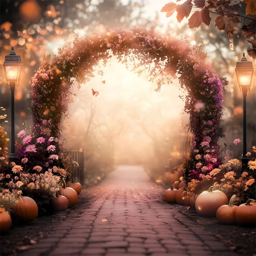Fall Photo Backdrop Pumpkin Twilight Garden Backdrop GQ57-105