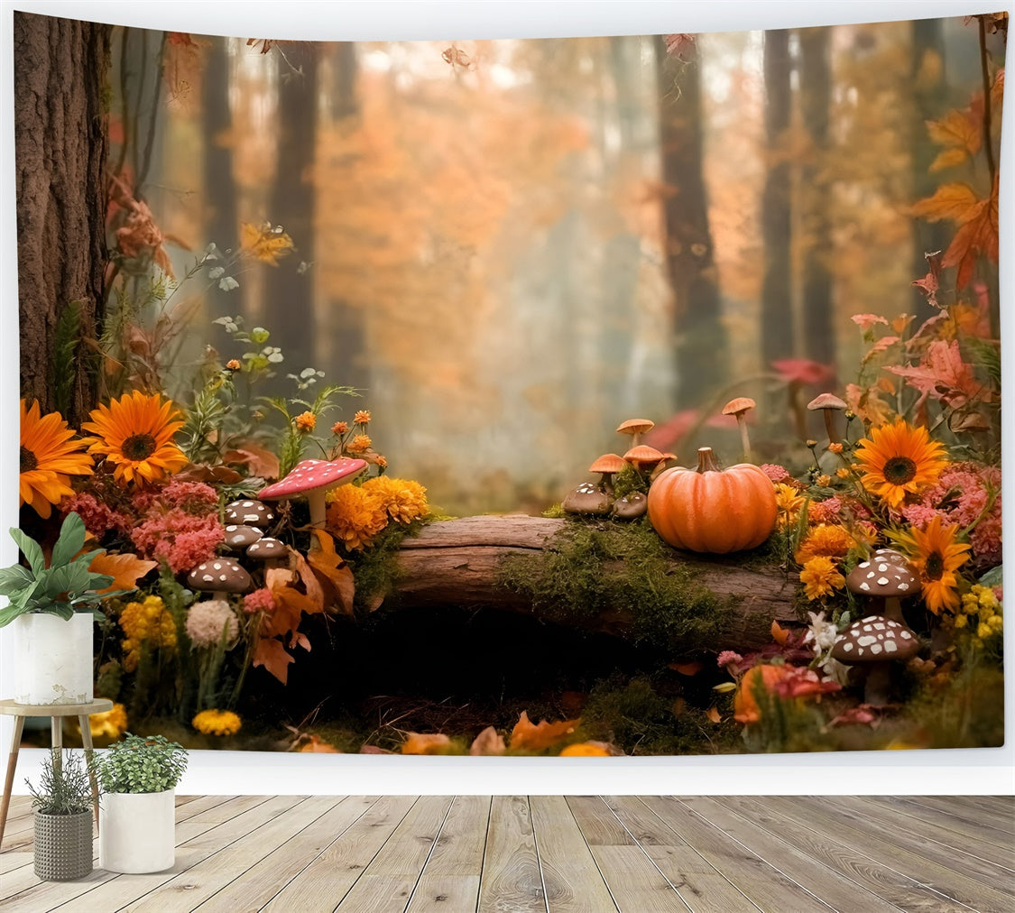 Fall Forest Backdrop Forest Fairyland Pumpkin Backdrop GQ57-109