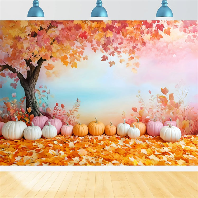 Autumn Leaves Backdrop Pastel Pumpkin Dreams Backdrop GQ57-111