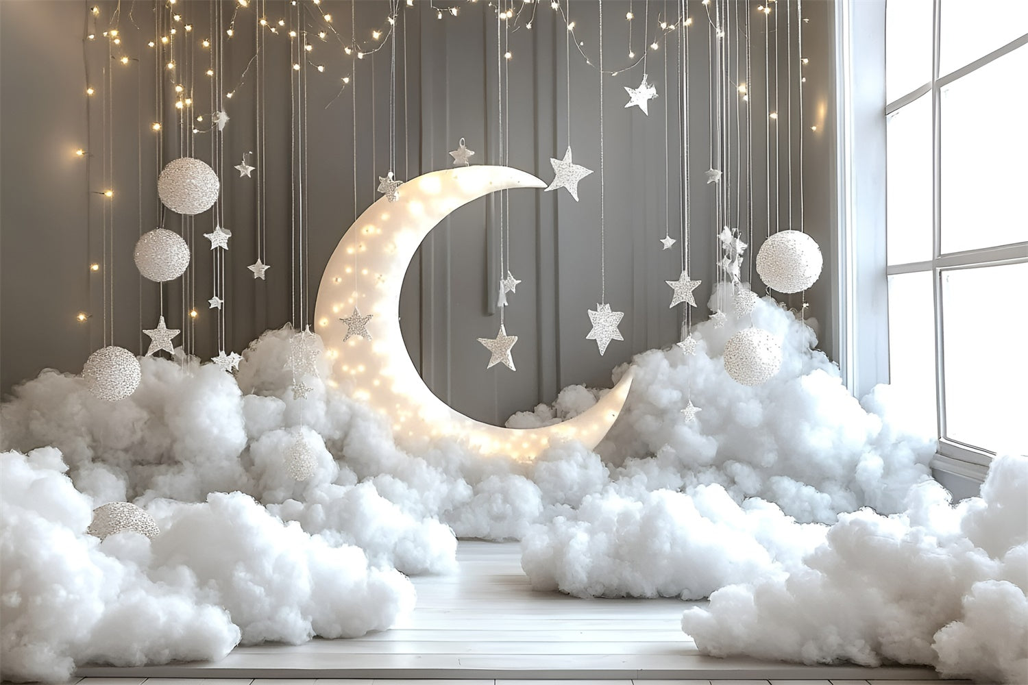 Cloud Backdrops Hanging Stars Moon Setup Backdrop GQ57-125
