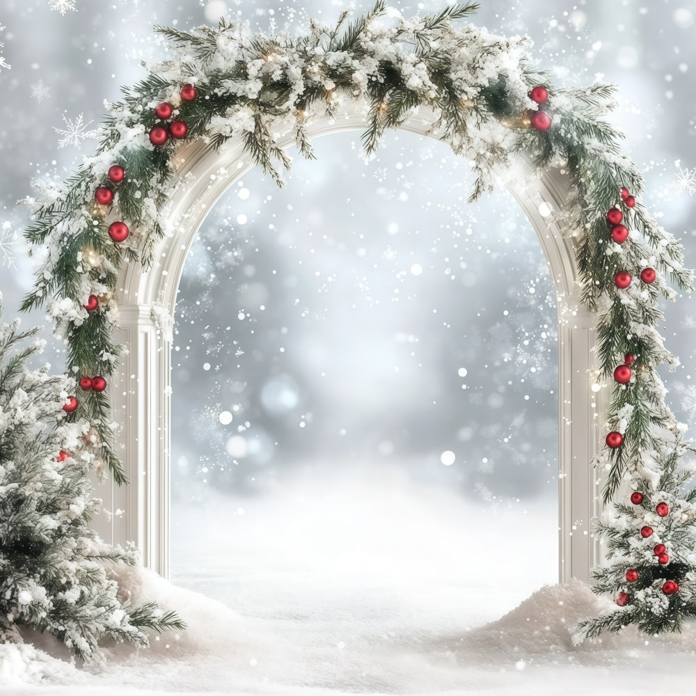 Winter Snow Backdrop Snowy Garland Arch Backdrop GQ57-139