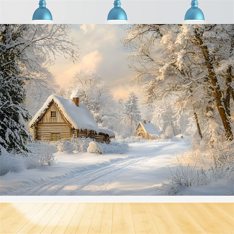 Snow Backdrop Frosty Morning Cottage Backdrop GQ57-141
