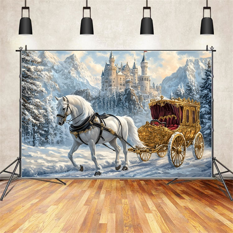 Castle Backdrops Royal Winter Ride Winter Backdrop GQ57-144