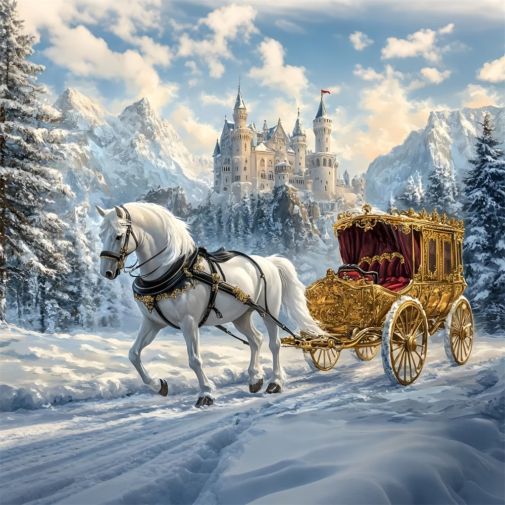 Castle Backdrops Royal Winter Ride Winter Backdrop GQ57-144