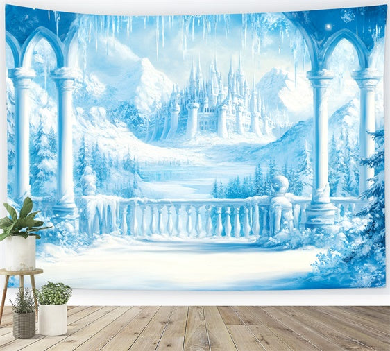 Frozen Castle Backdrop Snow Palace Winter Backdrops GQ57-147