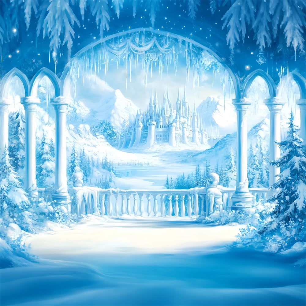 Frozen Castle Backdrop Snow Palace Winter Backdrops GQ57-147