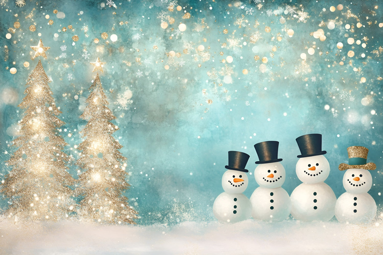 Winter Backdrops Glitter Snowman Parade Backdrop GQ57-149