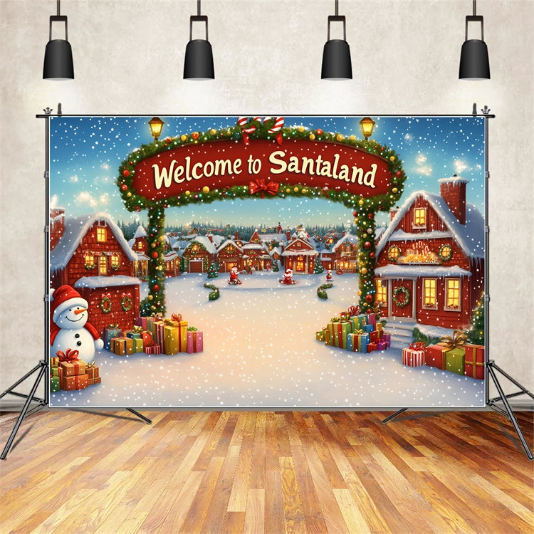 Christmas Village Backdrop Magical Winter Street Backdrop GQ57-15