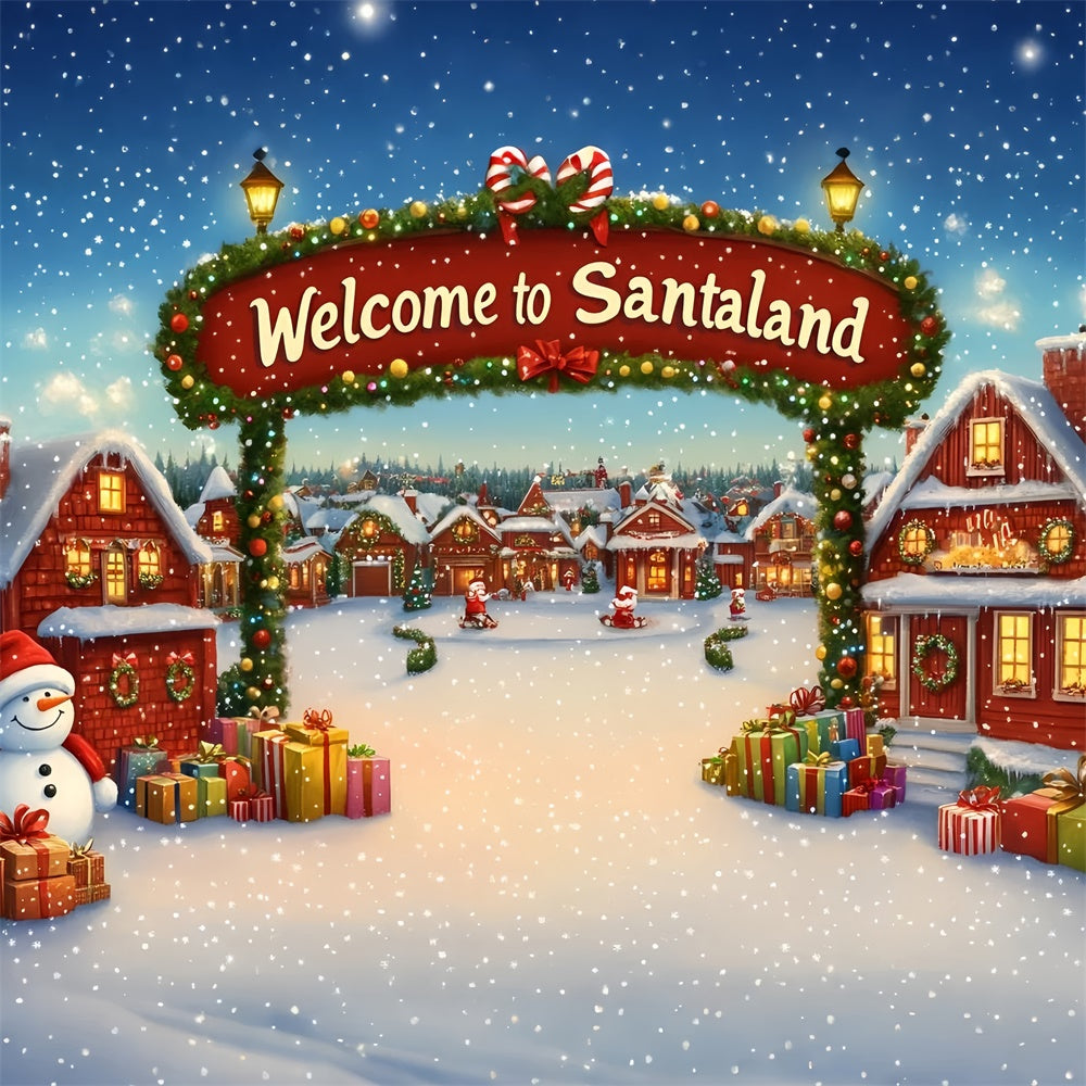 Christmas Village Backdrop Magical Winter Street Backdrop GQ57-15