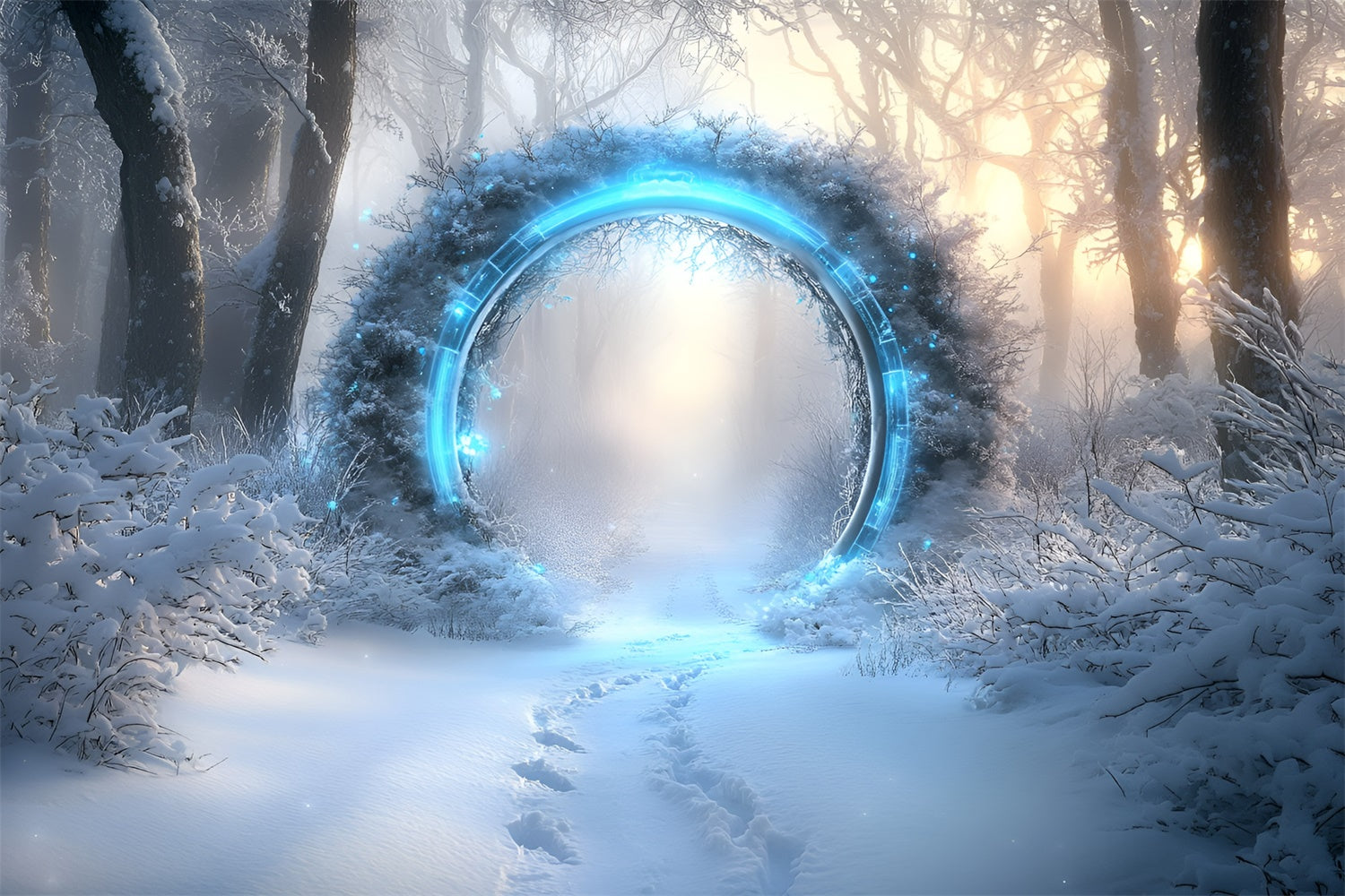 Winter Backdrop Photography Glowing Magic Arch Backdrop GQ57-153