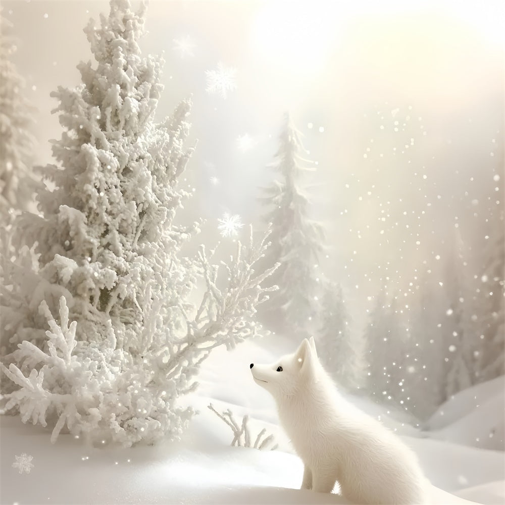 Snowflake Backdrop White Fox Winter Glow Backdrop GQ57-156