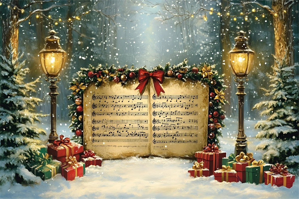 Christmas Photo Backdrops Snowy Night Caroling Backdrop GQ57-16
