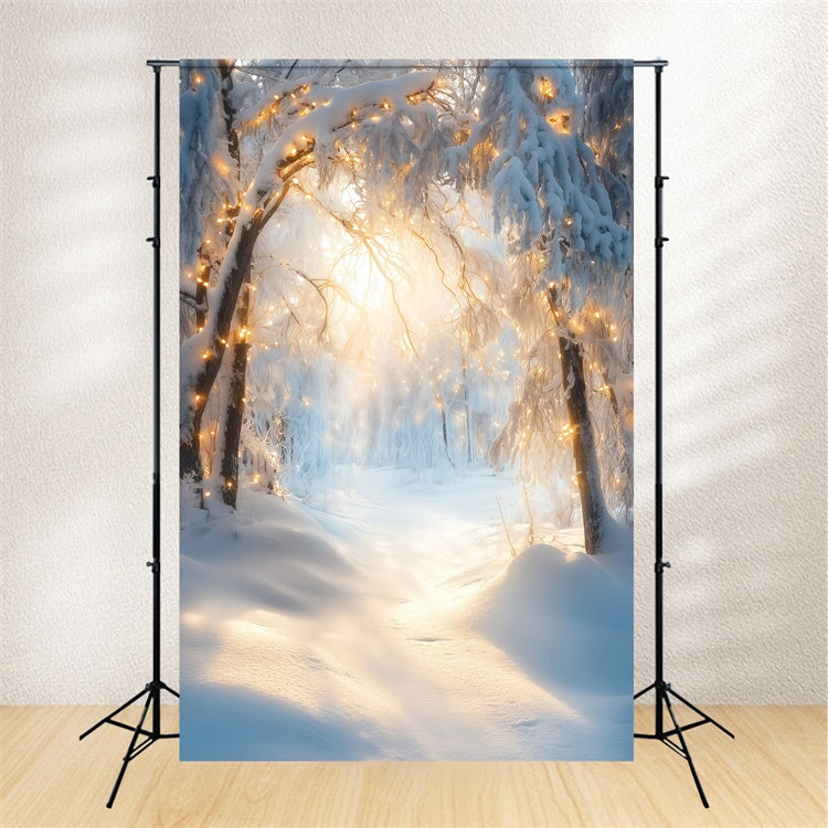 Winter Snow Backdrop Golden Frost Archway Backdrop GQ57-161