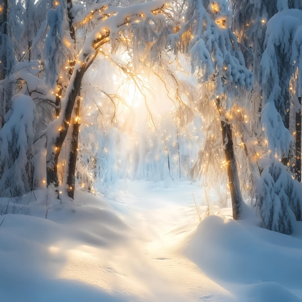 Winter Snow Backdrop Golden Frost Archway Backdrop GQ57-161