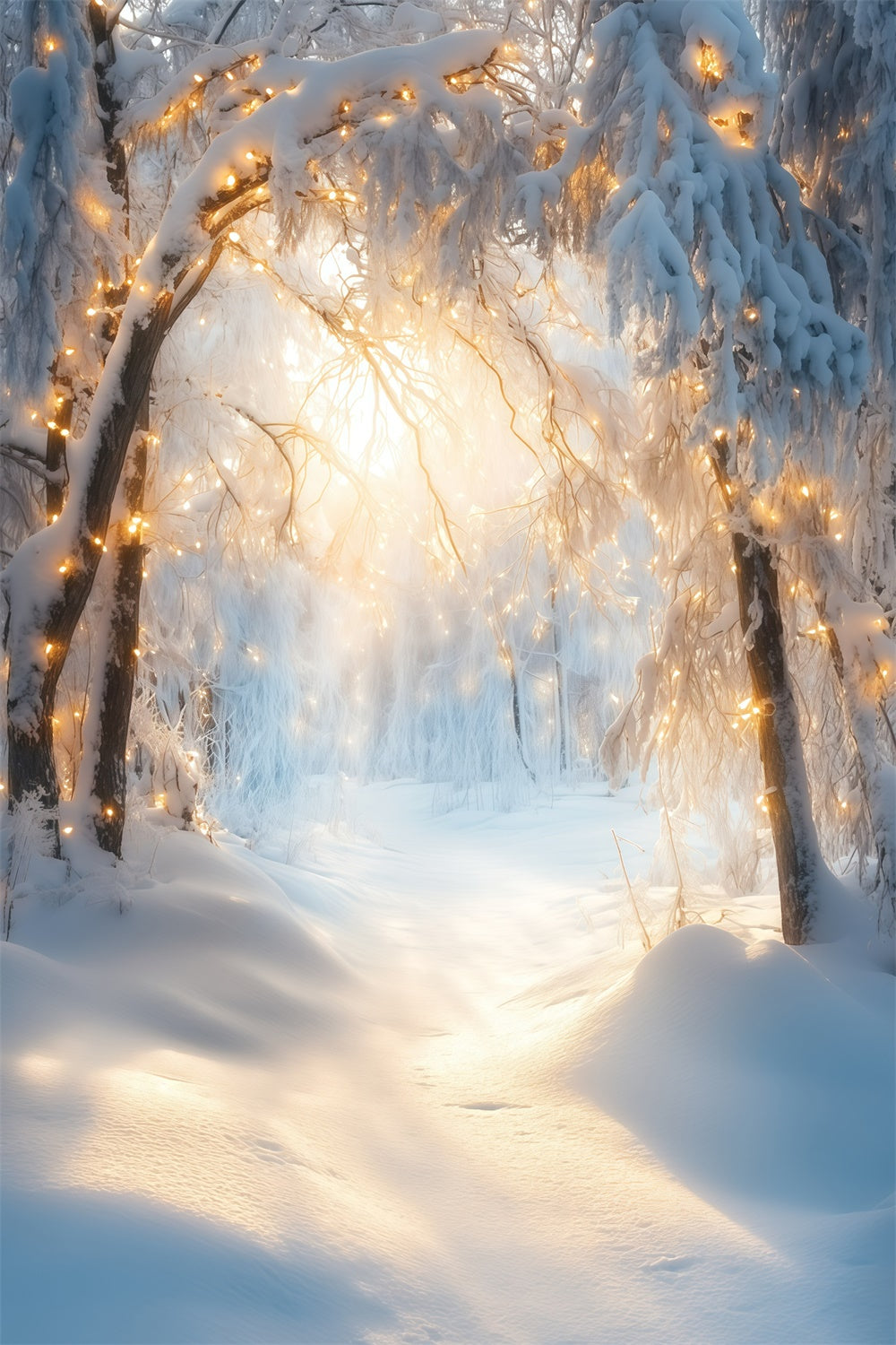 Winter Snow Backdrop Golden Frost Archway Backdrop GQ57-161