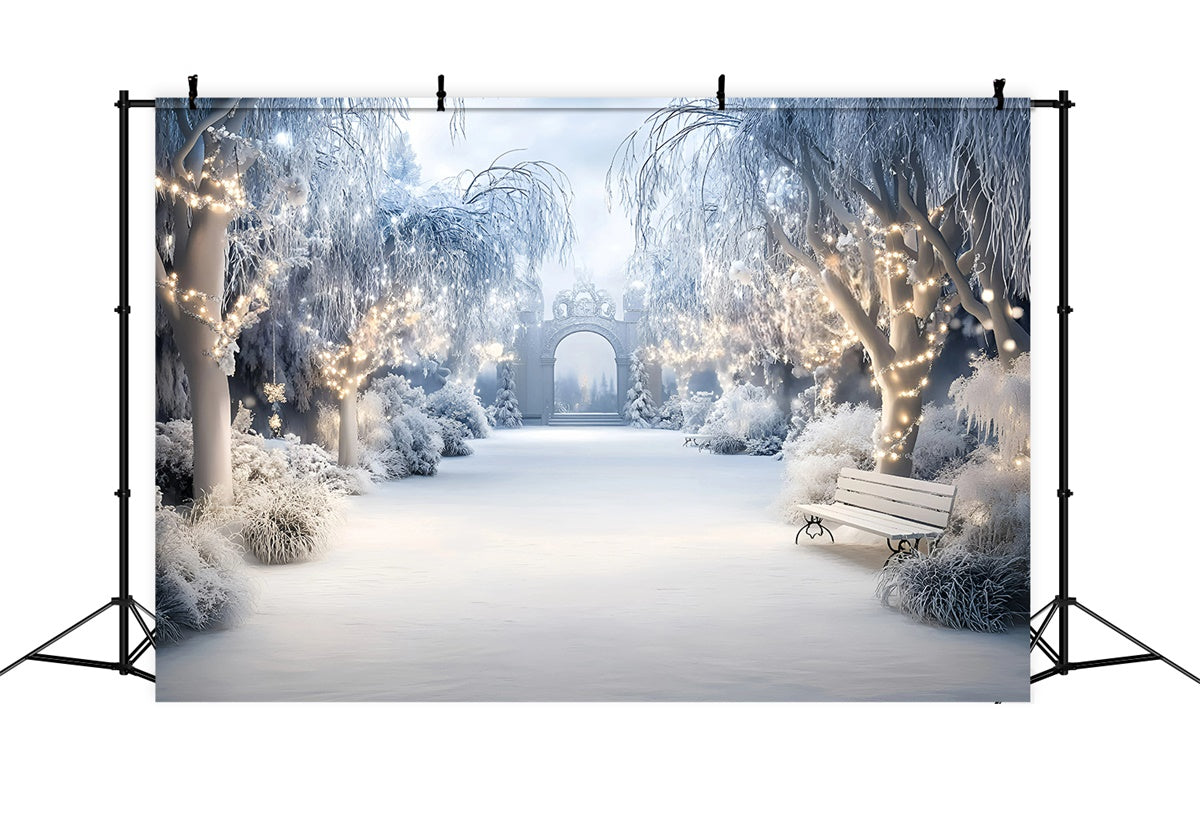 Snowy Backdrop Enchanted Winter Garden Backdrop GQ57-162