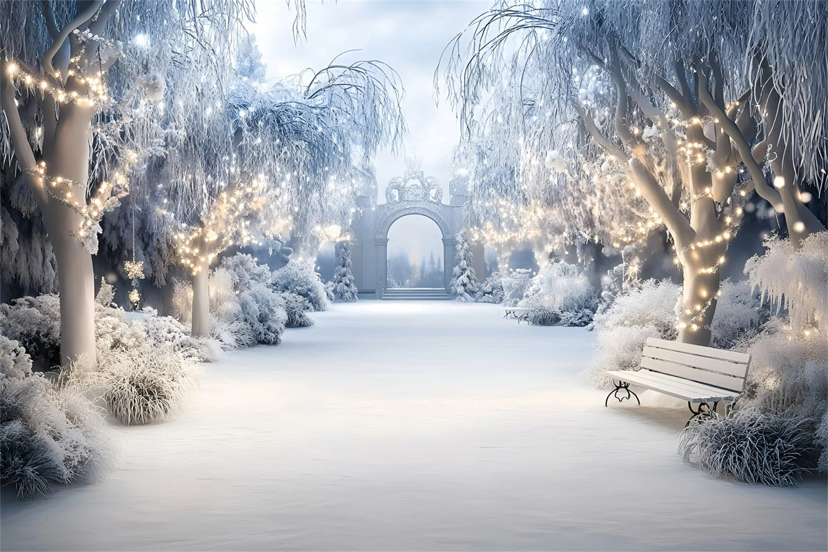 Snowy Backdrop Enchanted Winter Garden Backdrop GQ57-162