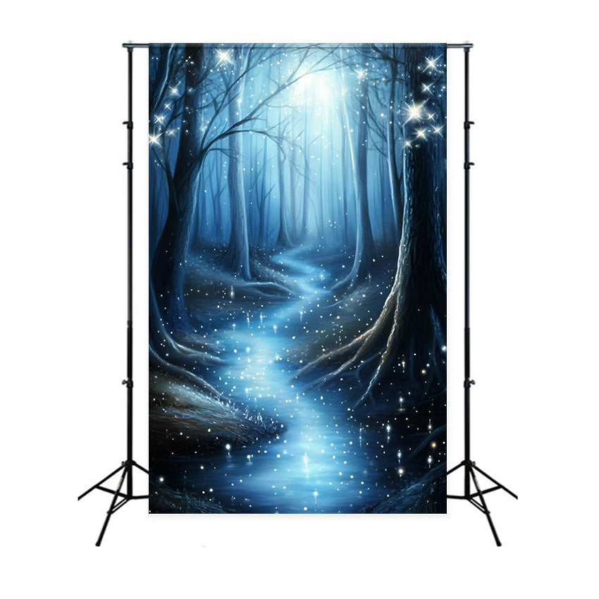 Winter Forest Backdrop Midnight Snow Sparkle Backdrop GQ57-163