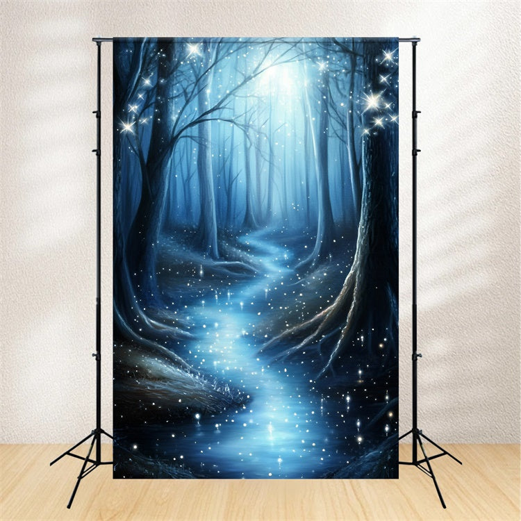 Winter Forest Backdrop Midnight Snow Sparkle Backdrop GQ57-163